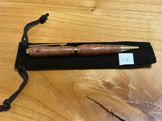 Handmade Wooden Pen - Slimline Gold 18