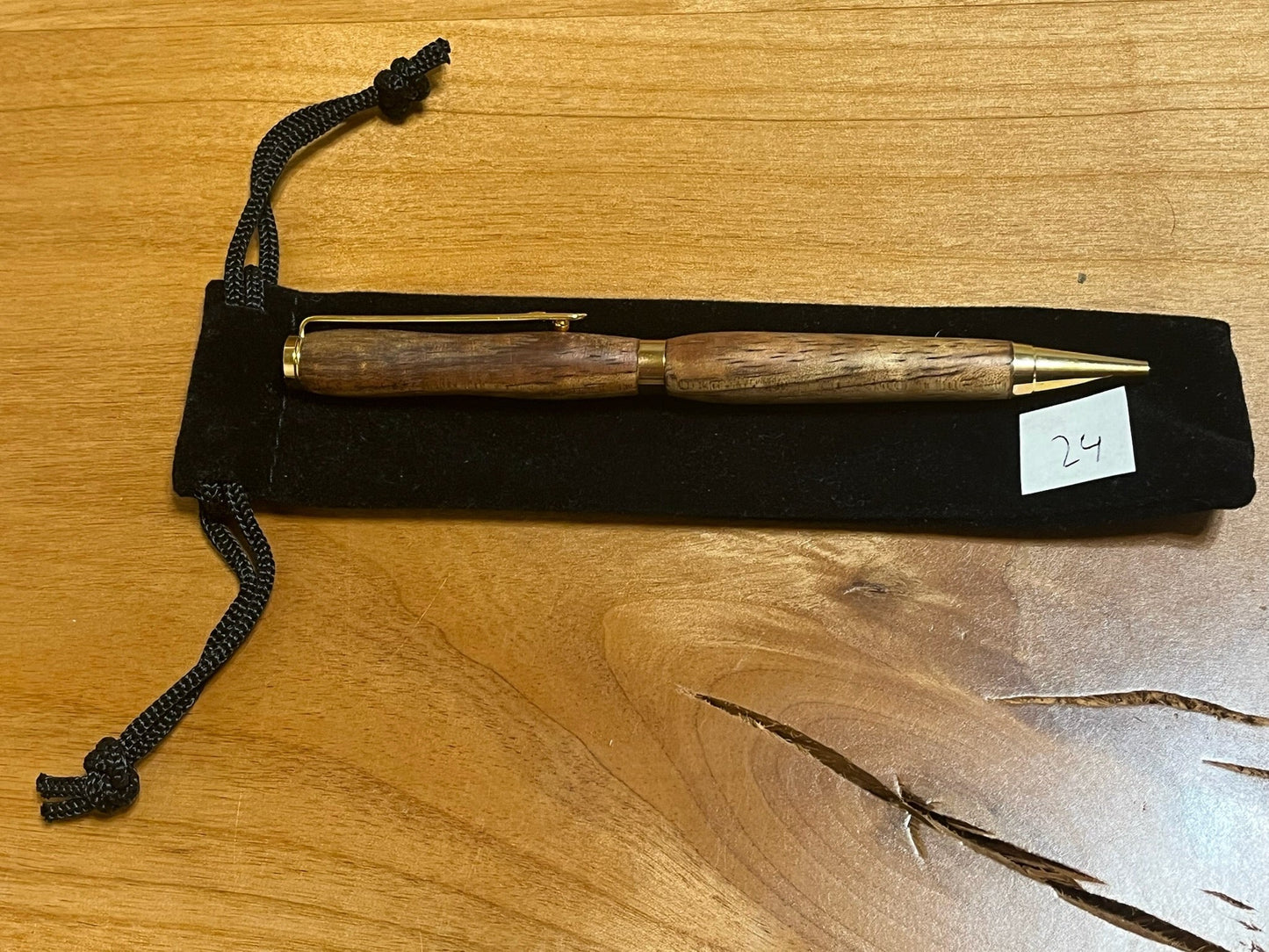 Handmade Wooden Pen - Slimline Gold 24