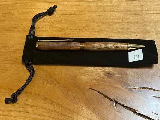 Handmade Wooden Pen - Slimline Gold 24