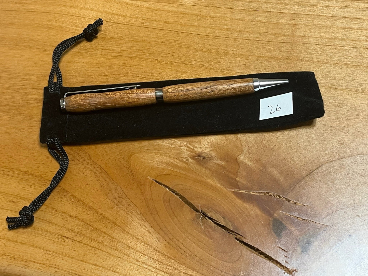 Handmade Wooden Pen - Slimline Chrome 26