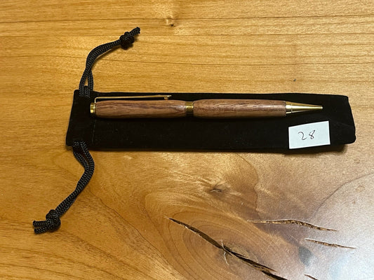 Handmade Wooden Pen - Slimline Gold 28