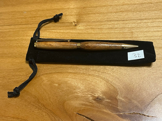 Handmade Wooden Pen - Slimline Gold 32